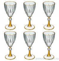 Бокалы для белого вина 245 мл 6 шт зелёные &quot;Отводка золото&quot; золотая ножка / 313438