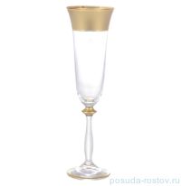 Бокалы для шампанского 190 мл 6 шт &quot;Анжела /Матовая полоса /золото&quot; AS Crystal / 145965