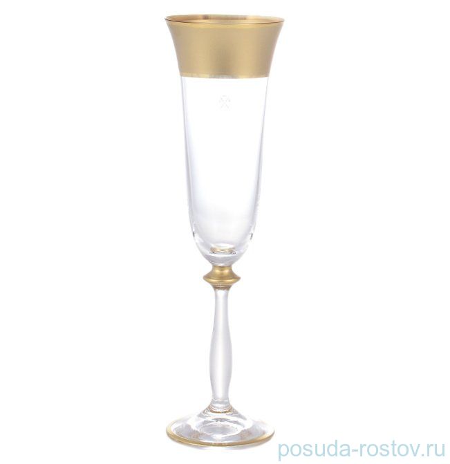 Бокалы для шампанского 190 мл 6 шт "Анжела /Матовая полоса /золото" AS Crystal / 145965