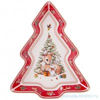 Блюдо 25 х 21 х 4 см красное Елка &quot;С новым годом! /Елка&quot; / 355266