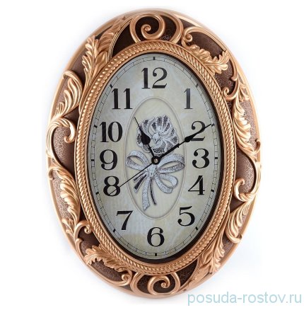 Часы настенные овальные коричневые &quot;Royal Classics /С золотым узором&quot; / 155206