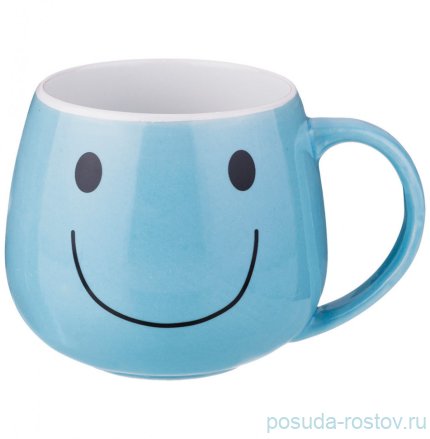 Кружка 350 мл голубая &quot;Веселый Смайлик&quot; / 187034