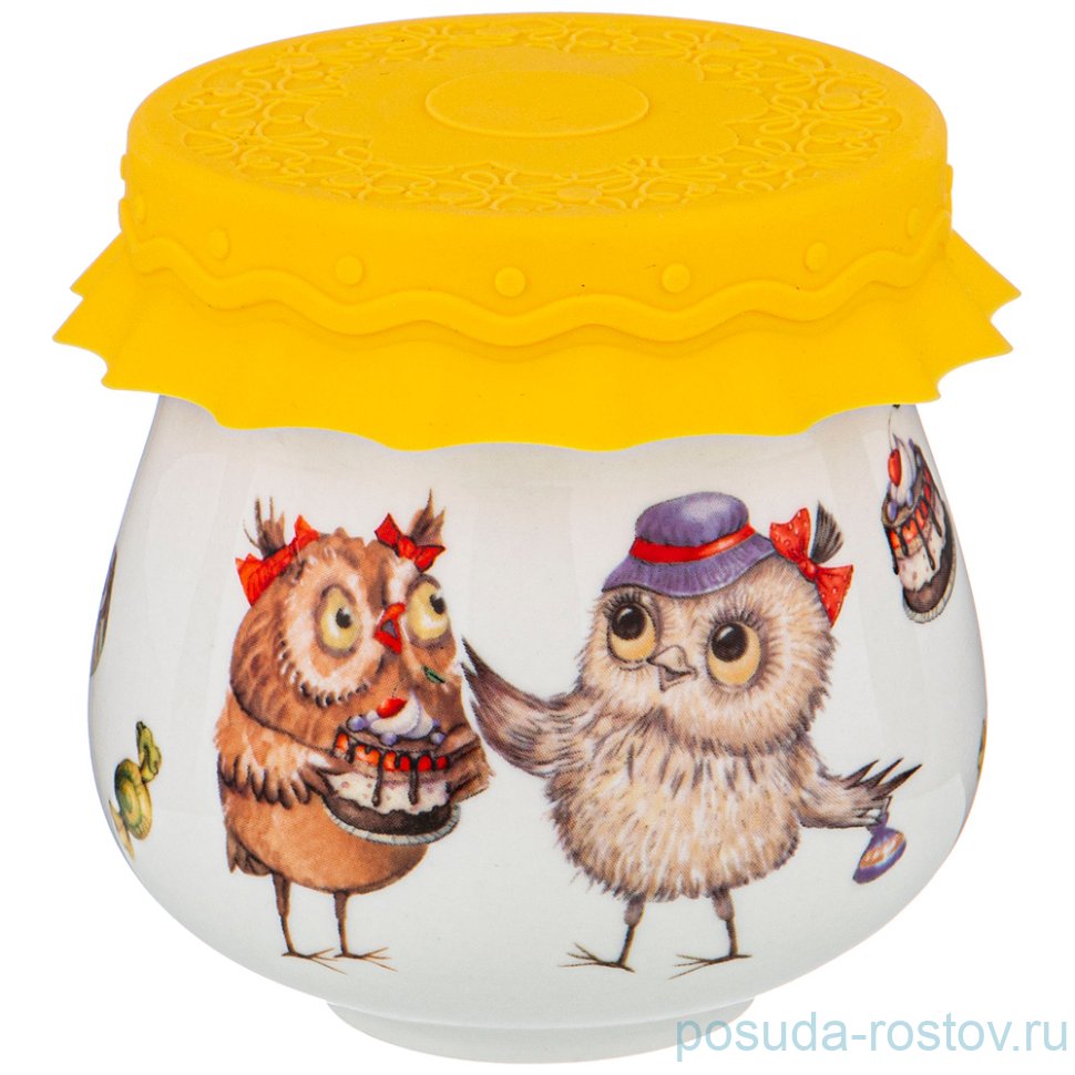 Банка для меда/варенья 180 мл с силиконовой крышкой "совушки" / 225641 Банка для меда/варенья 180 мл с силиконовой крышкой "совушки" / 225641