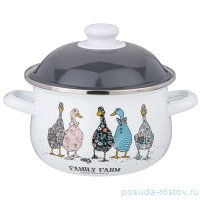 Кастрюля 18 х 11 см с крышкой эмалированная 2 л &quot;family farm&quot; / 346448