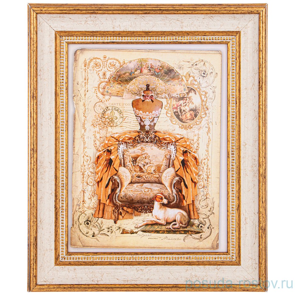 Картина 17 х 22 см "Кресло" /рамка крем с золотом / 270167 Картина 17 х 22 см "Кресло" /рамка крем с золотом / 270167