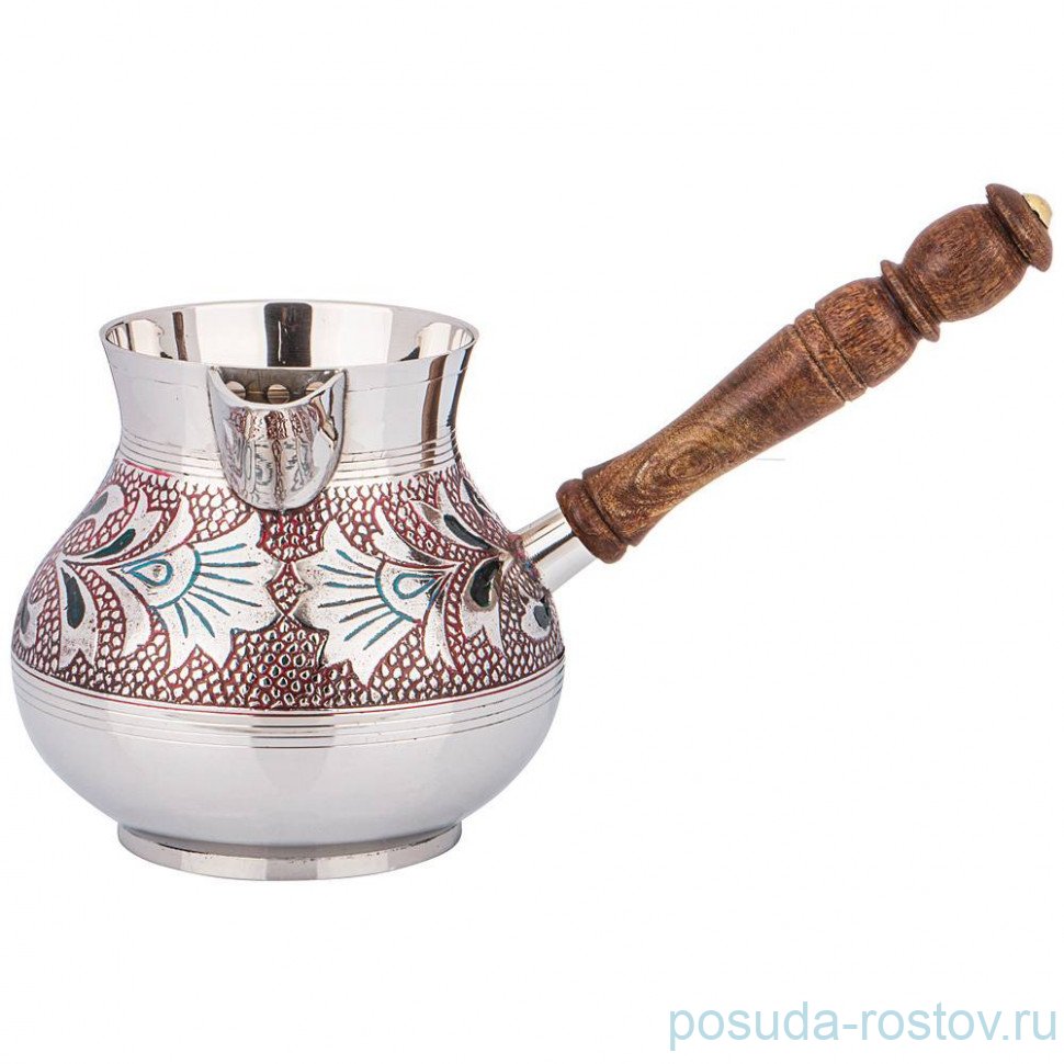 Турка 800 мл латунь цветная эмаль бордо "Graving Color" / 278888 Турка 800 мл латунь цветная эмаль бордо "Graving Color" / 278888