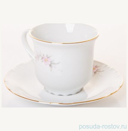 Набор чайных пар 230 мл 6 шт &quot;Констанция /Бледно-розовый цветок&quot; / 051260