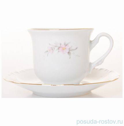 Набор чайных пар 230 мл 6 шт &quot;Констанция /Бледно-розовый цветок&quot; / 051260