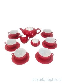 Чайный сервиз на 6 персон 15 предметов &quot;Опал /Красный&quot; / 232385