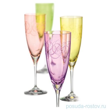 Бокалы для шампанского 220 мл 4 шт &quot;Кейт /Разноцветная фантазия&quot; / 111321