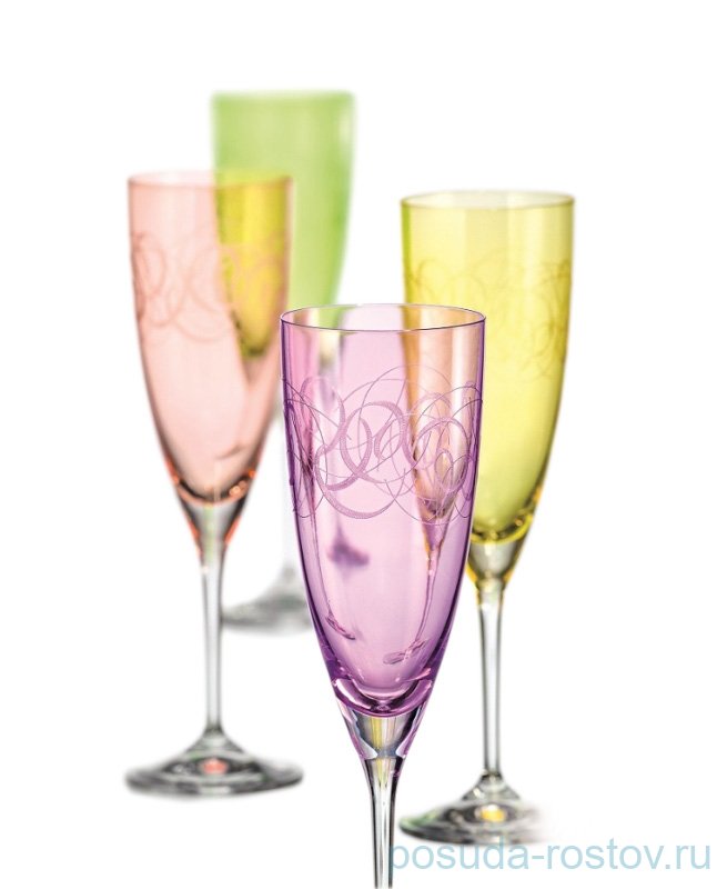 Бокалы для шампанского 220 мл 4 шт "Кейт /Разноцветная фантазия" / 111321 Бокалы для шампанского 220 мл 4 шт "Кейт /Разноцветная фантазия" / 111321