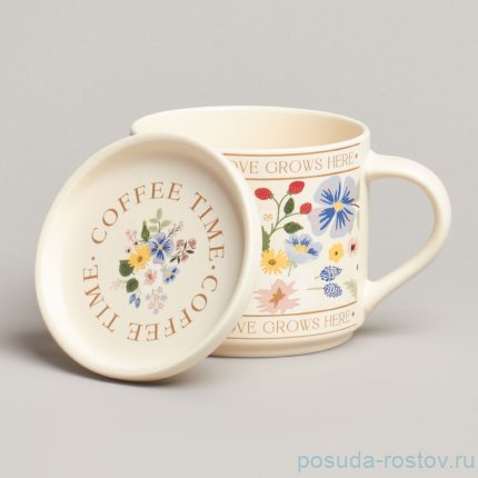 Кружка 390 мл с крышкой &quot;Love grows here&quot; / 370619