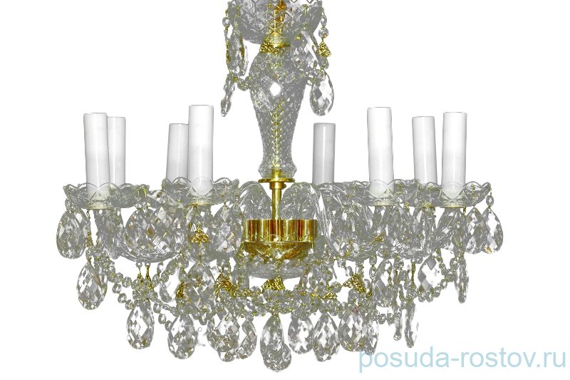 Люстра 8 рожковая хрусталь /белые плафоны "Биджов" / 047989 Люстра 8 рожковая хрусталь /белые плафоны "Биджов" / 047989