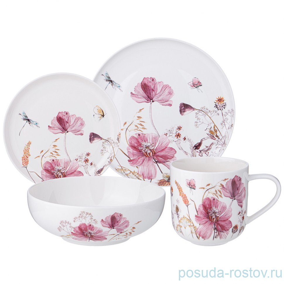 Набор посуды на 4 персоны 16 предметов "Flowers" / 339280 Набор посуды на 4 персоны 16 предметов "Flowers" / 339280