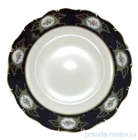 Блюдо 30 см круглое "Анжелика /Цветы /Кобальт" / 027667