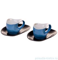 Набор кофейных пар 2 шт экспрессо &quot;Colani&quot; голубые с чёрным  / 049604
