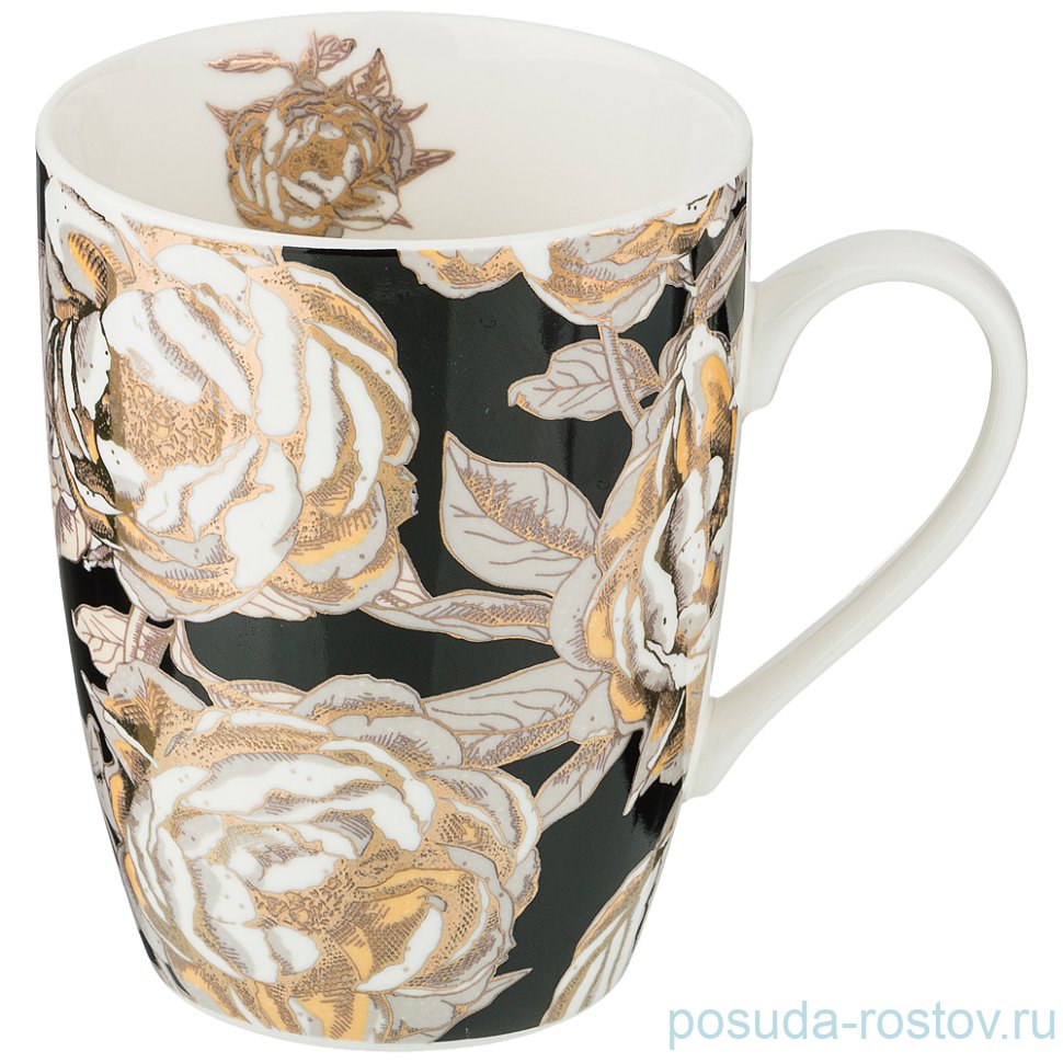 Кружка 400 мл чёрная "golden rose" / 208440 Кружка 400 мл чёрная "golden rose" / 208440
