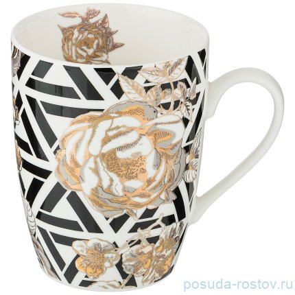 Кружка 400 мл чёрная &quot;golden rose&quot; / 208440