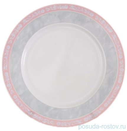 Набор тарелок 19 см 6 шт &quot;Яна /Серый мрамор с розовым кантом&quot; / 056351