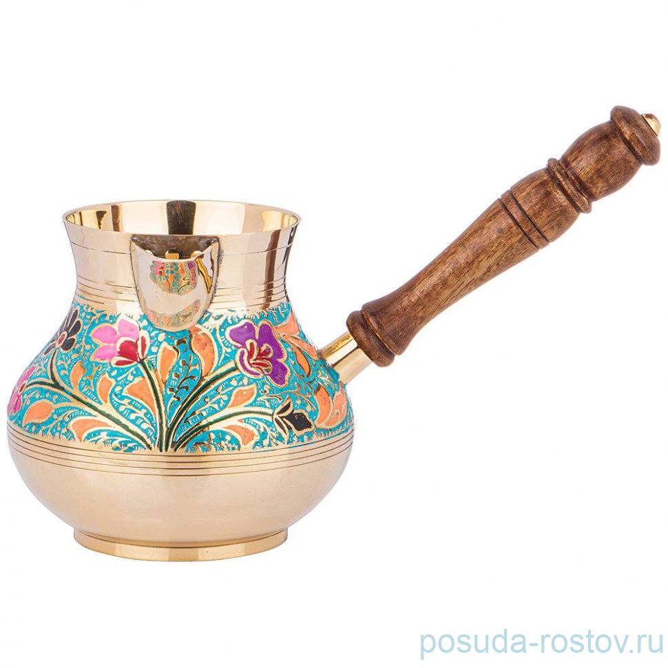 Турка 800 мл латунь цветная эмаль бирюзовая "Graving Color" / 278876 Турка 800 мл латунь цветная эмаль бирюзовая "Graving Color" / 278876