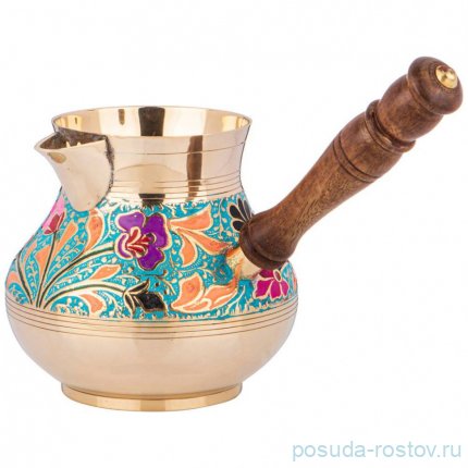 Турка 800 мл латунь цветная эмаль бирюзовая &quot;Graving Color&quot; / 278876