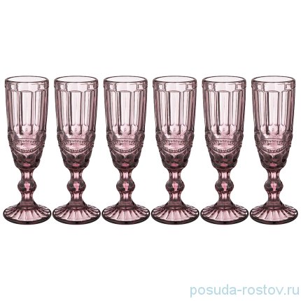 Бокалы для шампанского 150 мл 6 шт розовые &quot;Серпентина /Muza color&quot; / 215423