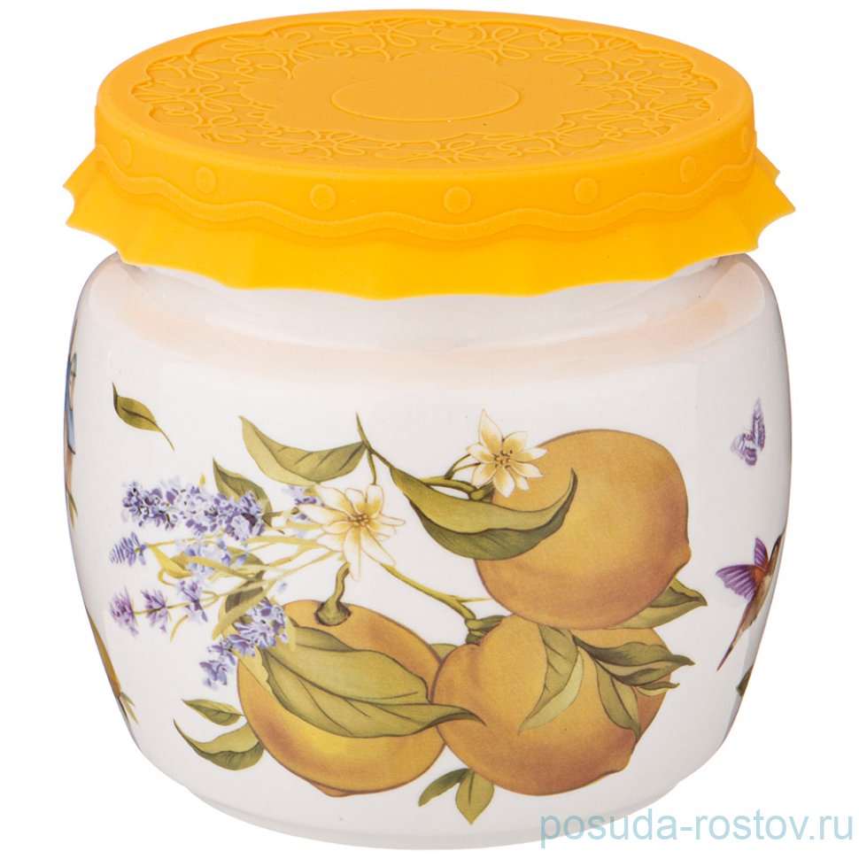 Банка для меда/варенья 750 мл с силиконовой крышкой "Лимоны" / 235790