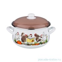 Кастрюля 20 х 12 см с крышкой эмалированная 3,3 л &quot;Куриный переполох&quot;  / 199003