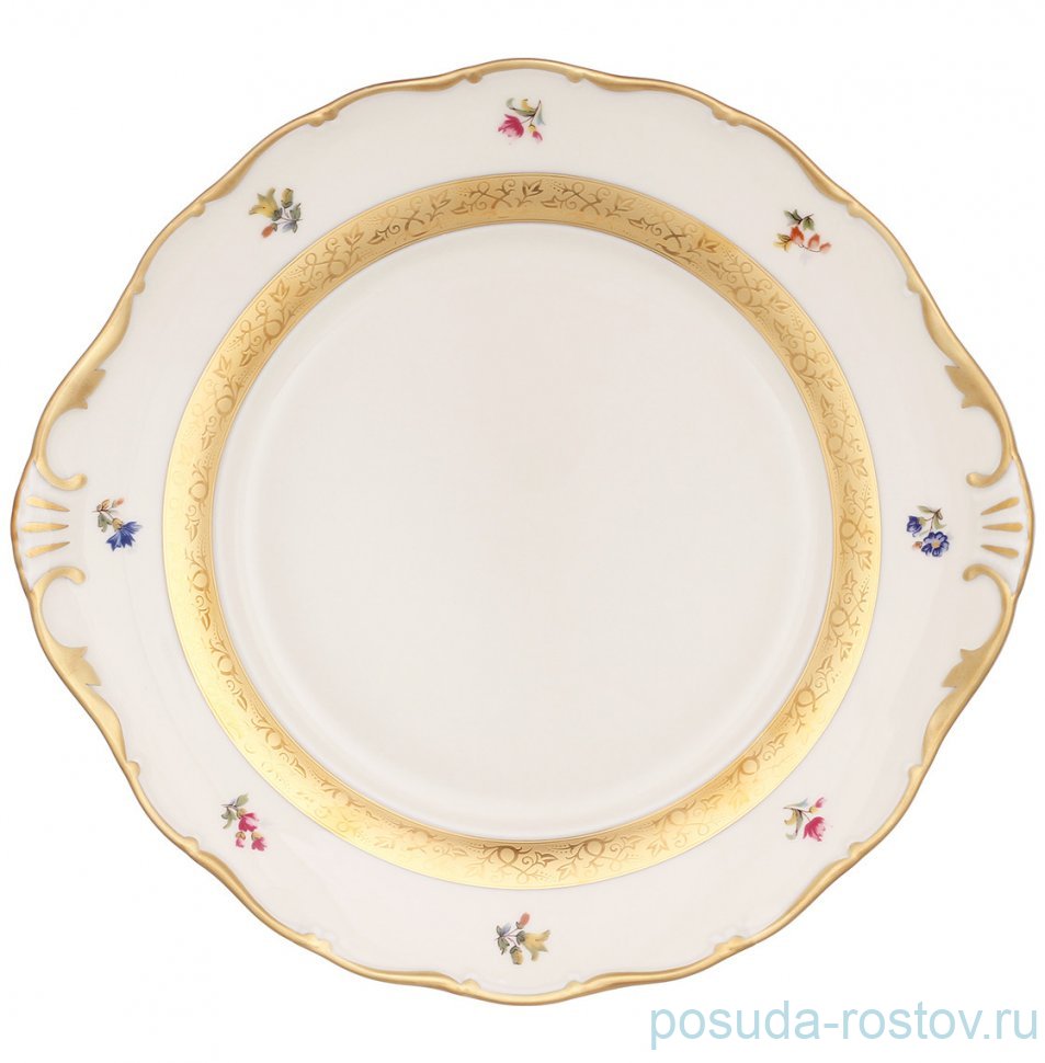 Пирожковая тарелка 27 см "Аляска /Мелкие цветы /золото /3052 /СК" / 313596