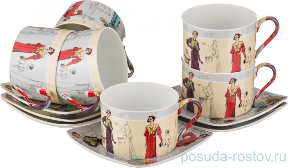 Набор чайных пар 220 мл 6 шт "мода" / 208650