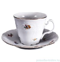 Набор чайных пар 230 мл 6 шт высокие &quot;Бернадотт /Мелкие цветы&quot; / 046373