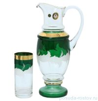 Набор для воды 7 предметов (кувшин + 6 стаканов) &quot;Матовые листики /Золото на зелёном&quot; E-V / 134733