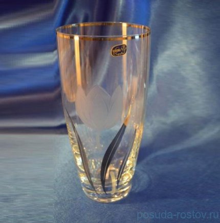 Ваза для цветов 25 см &quot;Матовый тюльпан /с платиной&quot; / 029675