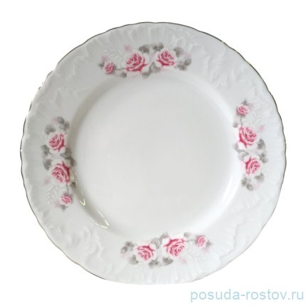 Тарелка 19 см 1 шт &quot;Рококо /Серая роза /платина&quot; / 109871