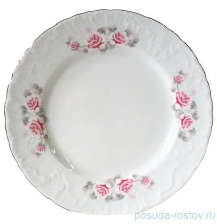 Тарелка 19 см 1 шт &quot;Рококо /Серая роза /платина&quot; / 109871