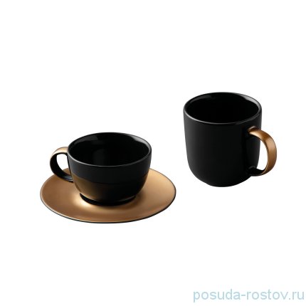 Набор для кофе и чая 3 предмета &quot;Gem /Чёрный с золотом&quot; / 172208
