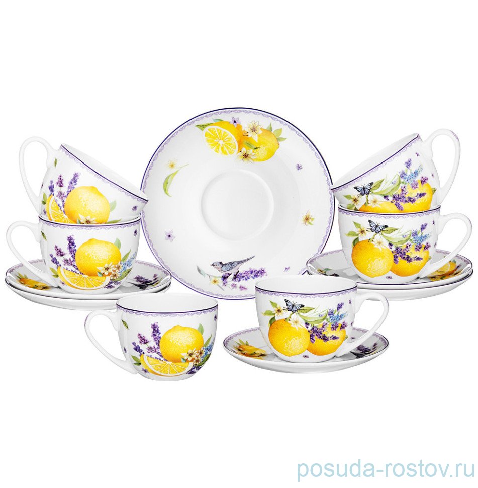 Набор чайных пар 300 мл 6 шт "Прованс /Лимоны" / 289106