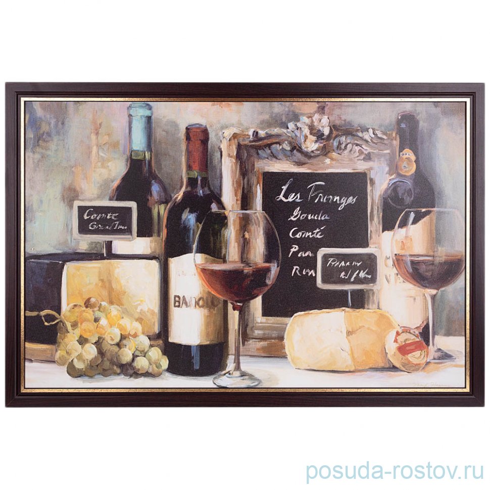 Картина 60 х 90 см "Вино" /рамка венге с золотом / 270096