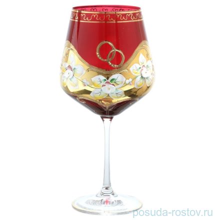 Бокалы для красного вина 570 мл 2 шт &quot;Лепка красная /Свадебные&quot; E-V / 134787