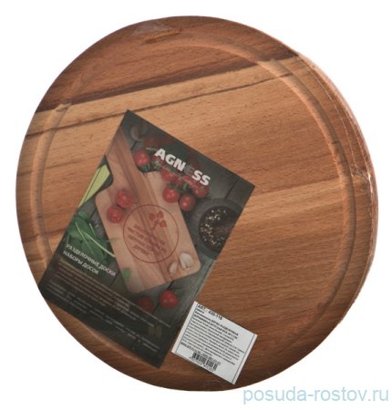 Доска разделочная 25 х 2 см деревянная круглая &quot;Agness&quot;  / 202753