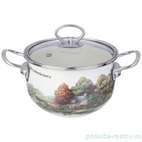 Кастрюля 18 см со стеклянной крышкой эмалированная 2 л &quot;Family house&quot; / 354183