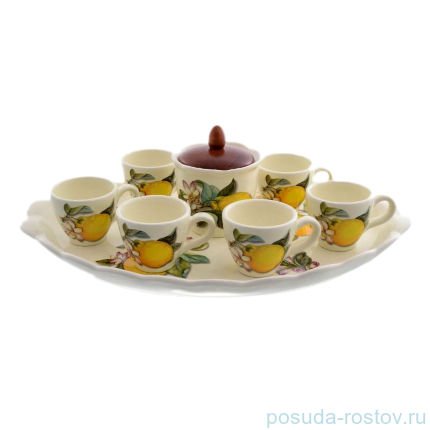 Кофейный набор на 6 персон 9 предметов &quot;Artigianato ceramico /Лимоны&quot; / 156784