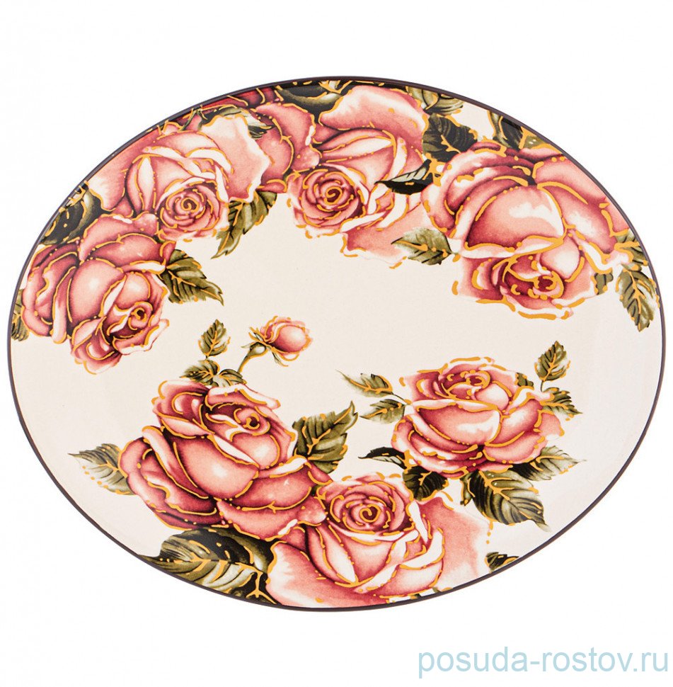 Блюдо 31,5 х 25,5 х 3 см овальное "Корейская роза" / 234417