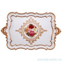 Поднос 58,5 х 37 х 4,5 см прямоугольный с ручками &quot;Розы&quot; / 186630