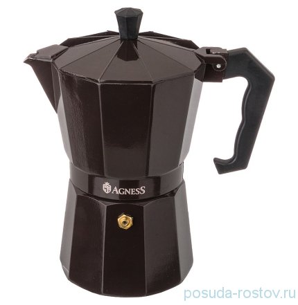 Кофеварка гейзерная 150 мл на 3 чашки коричневая &quot;Agness&quot; / 196359