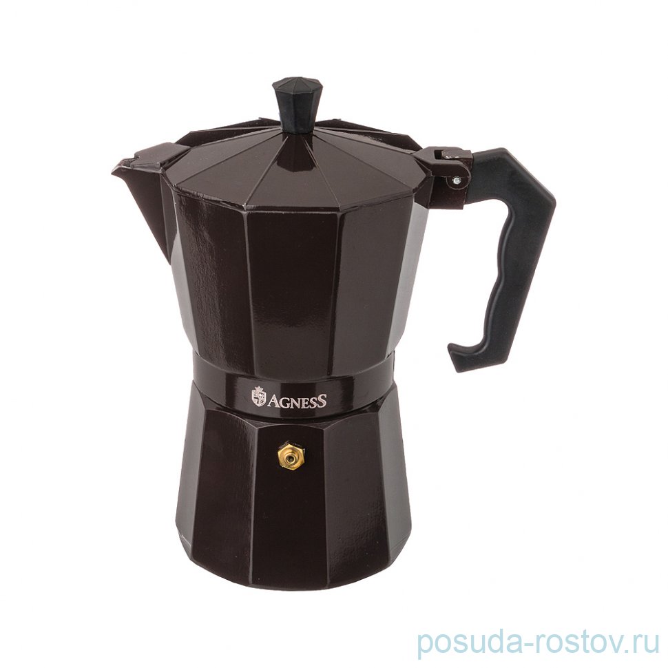 Кофеварка гейзерная 150 мл на 3 чашки коричневая "Agness" / 196359