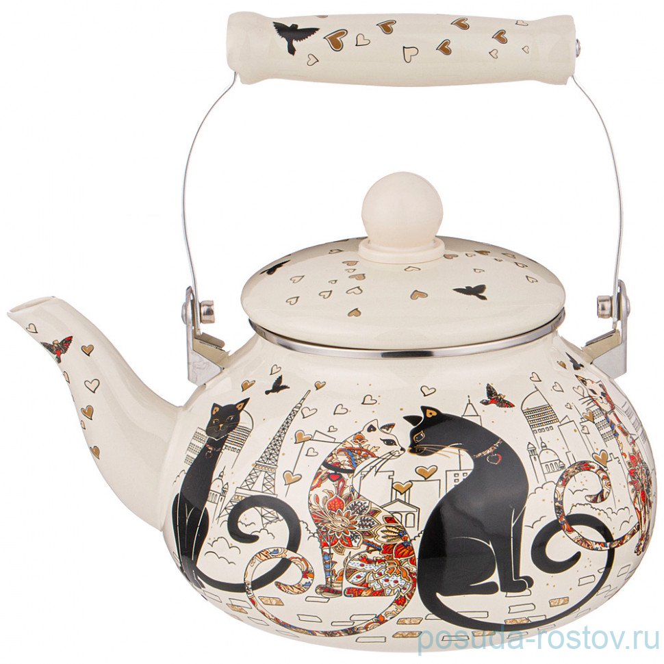 Чайник 2,5 л эмалированный "Парижские коты" / 254564 Чайник 2,5 л эмалированный "Парижские коты" / 254564