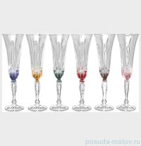 Бокалы для шампанского 180 мл 6 шт разноцветные &quot;Виктория /Цветочная фантазия&quot; / 088395