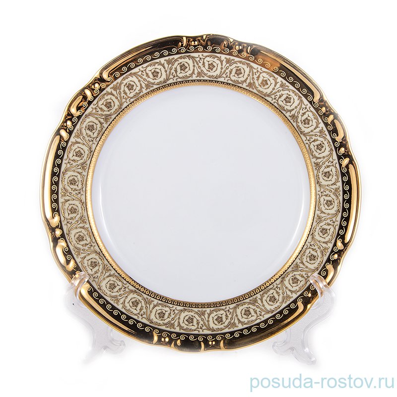 Набор тарелок 17 см 6 шт "Констанция /Бежевая полоса с золотом" / 165258