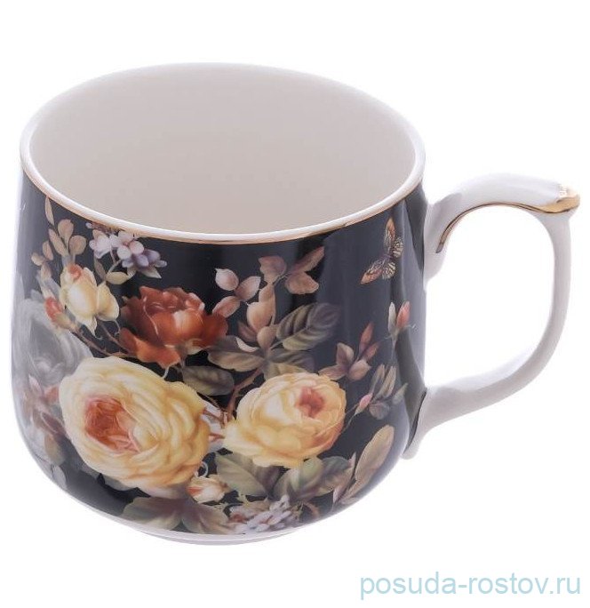 Кружка 470 мл чёрная "Роза" / 308251 Кружка 470 мл чёрная "Роза" / 308251